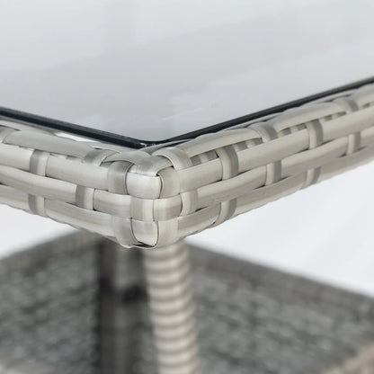 3 Piece Patio Wicker Conversation Set Grey Wicker  White Cushion My Store