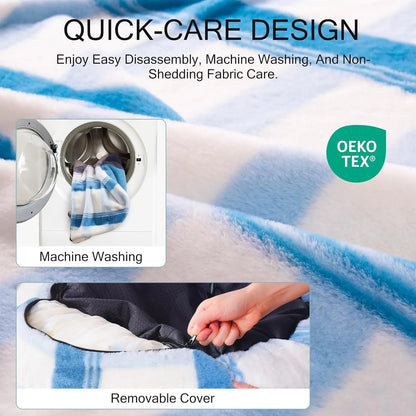 Plush Round Calming Washable Pet Bed With Non-Slip Bottom- Blue Striped My Store