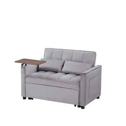 Velvet Loveseat Sleeper Sofa Bed With Side Table My Store