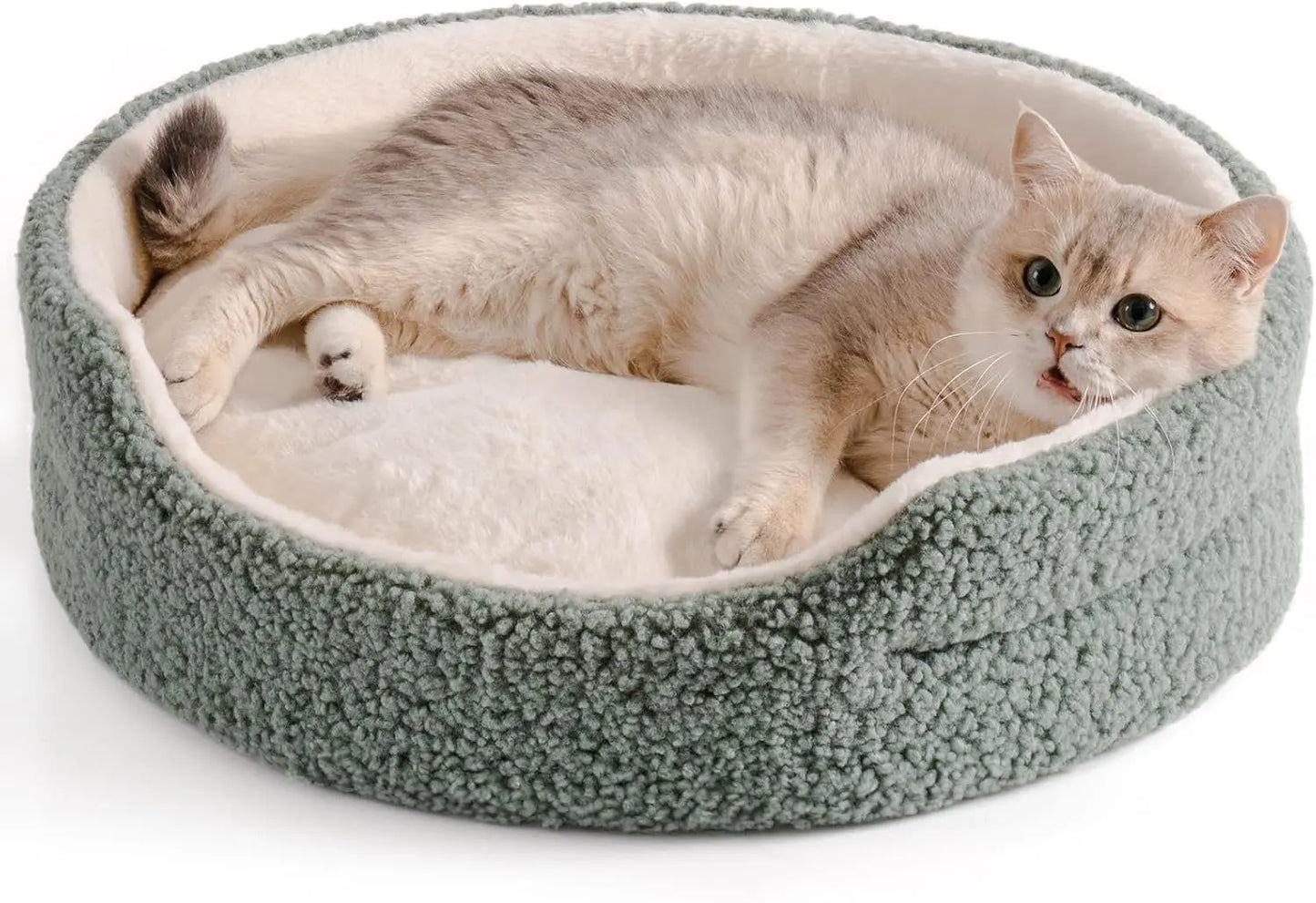 Washable Pet Bed For Cats & Small Dogs - 23x23x7 Inch Round Orthopedic Bed With Non-Slip Bottom -Sage Green My Store