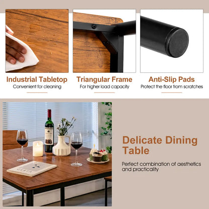 5 Pieces Industrial Dining Table Set With Counter Height Table And 4 Bar Stools My Store