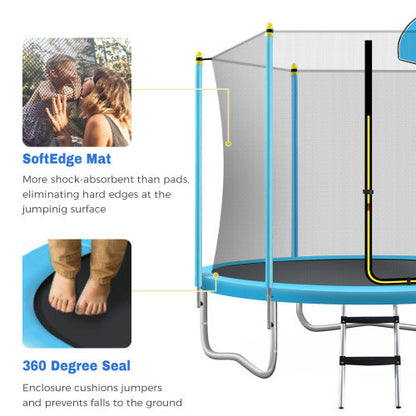 8FT Trampoline For Kids With Safety Enclosure Net, Basketball Hoop And Ladder My Store