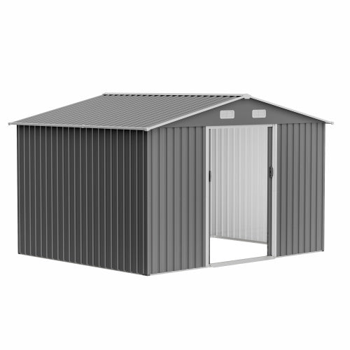 10X8 FT Outdoor Storage Shed- Grey Inkedjoy