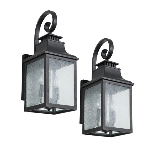 Large Outdoor Glass Wall Light Supports Many Types Of Bulbs -2 Packs Inkedjoy