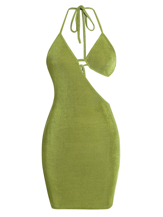 Women Sexy Bodycon Party Dresses Backless Spaghetti Straps Bra Cutout Jersey Halter Naughty Clubwear Inkedjoy