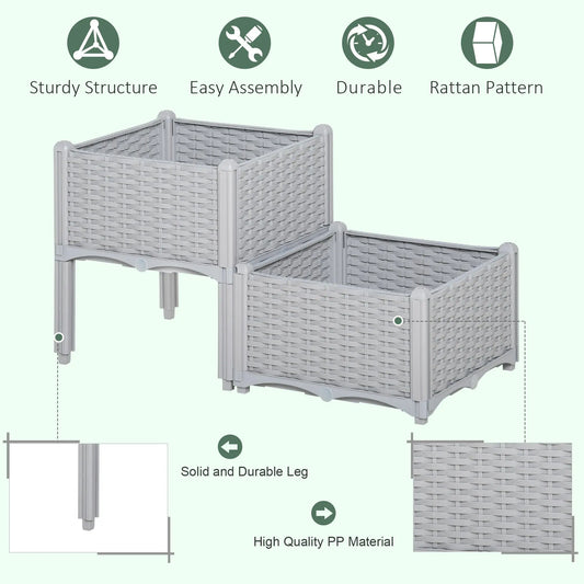 2-Piece Raised Garden Bed With Legs, Self-Watering Planter Box Raised Bed To Grow Flowers My Store