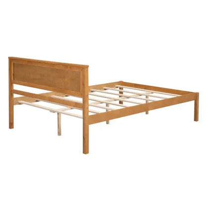 Platform Bed Frame With Headboard, Wood Slat Support, No Box Spring Needed, Full, Oak My Store