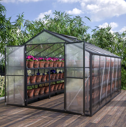 8' X 12' Heavy Duty Poly carbonate Greenhouse With Double Doors And Two Ventilation Windows Inkedjoy