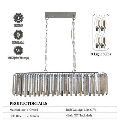 Modern Oval Crystal Chandelier Luxury Home Decor Fixtures Inkedjoy