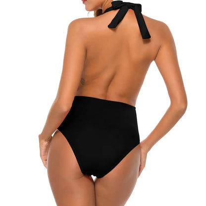 Ladies Halter One Piece Bikini Swimsuit Inkedjoy