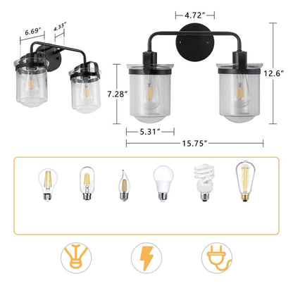 2-Light With Clear Glass Shade,Modern Sconce My Store