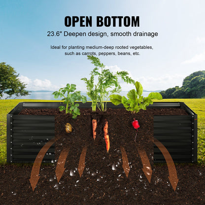 Galvanized Raised Garden Bed Planter Box 94.5x47.2x23.6inch Flower Vegetable Inkedjoy