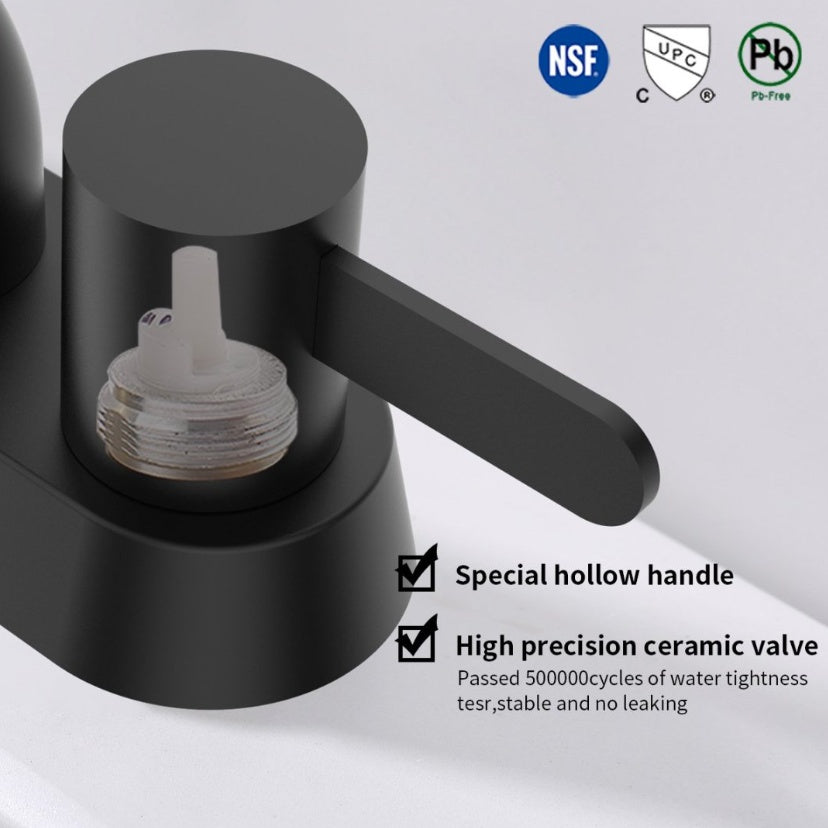 2 Handles Bathroom Sink Faucet- Matte Black My Store