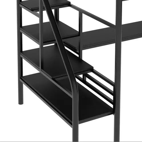 Metal Loft Bed Frame With Desk, No Box Spring Needed,Twin ,Black My Store
