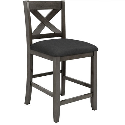 5 Pieces Counter Height Rustic Farmhouse Dining Room Wooden Bar Table Set With 2 Stools And 2 Chairs, Gray Inkedjoy