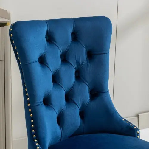 High-end Tufted Solid Wood Contemporary Velvet Upholstered Dining Chair With Golden Stainless Steel Plating Legs,Nailhead Trim,Set Of 2 My Store