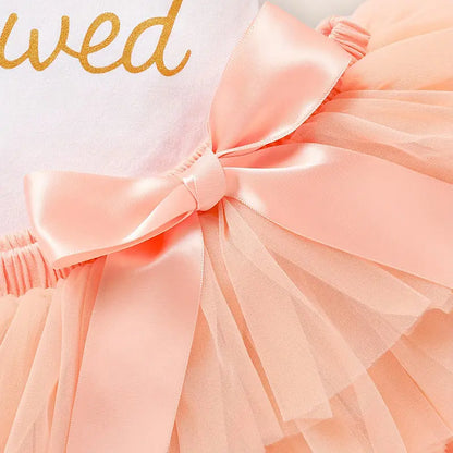 Newborn Baby Girl Outfits Infant Letter Print Romper Tutu Skirt Headband Coming Home Clothes Set My Store