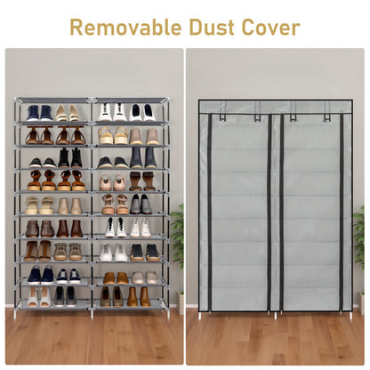Double Row 10-ply Non-woven Shoe Cabinet,Grey Inkedjoy