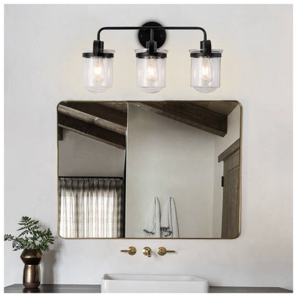 3-Light With Clear Glass Shade,Modern Sconce- Black My Store