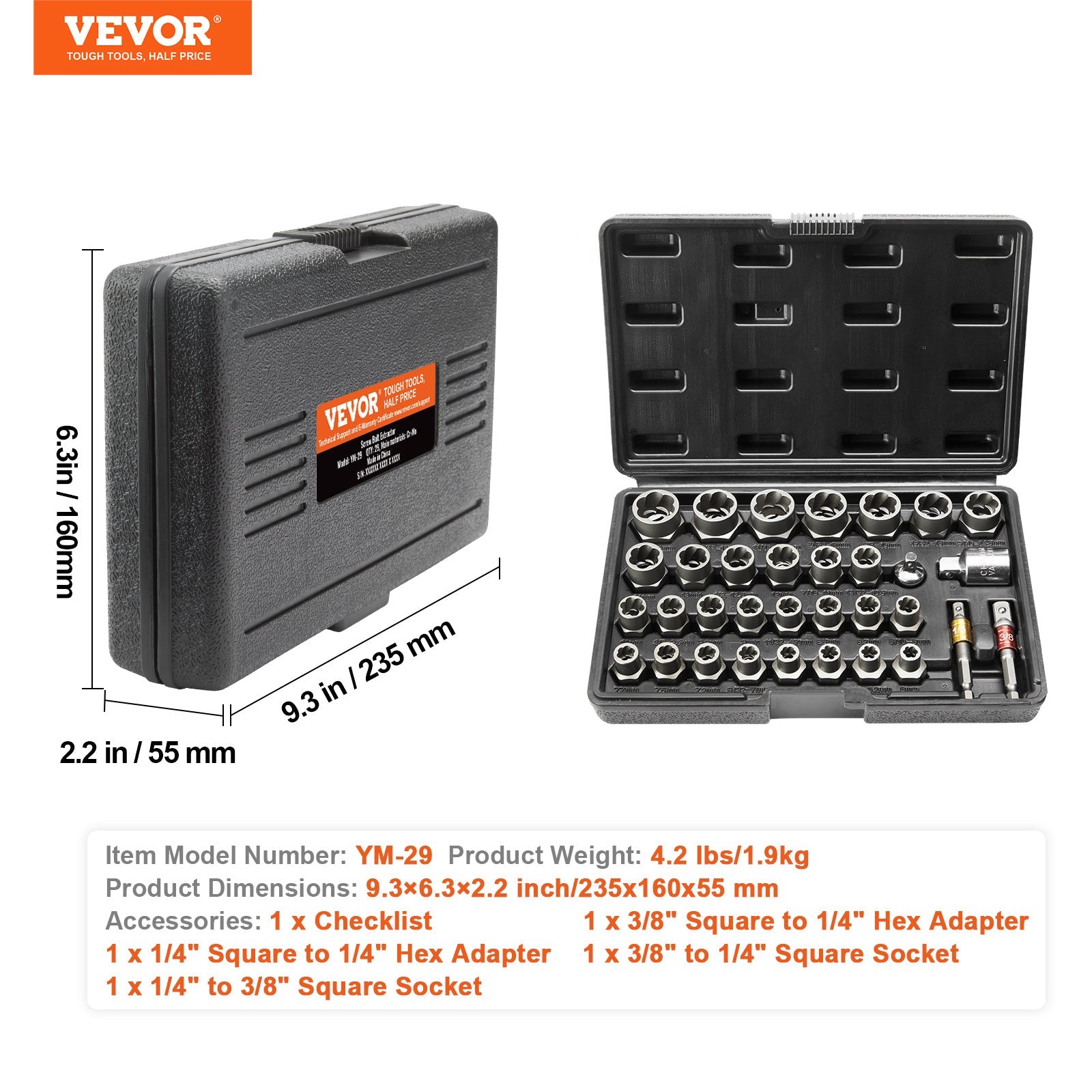 Bolt Extractor Set, 29-Piece Bolt And Nut Remover Set Inkedjoy