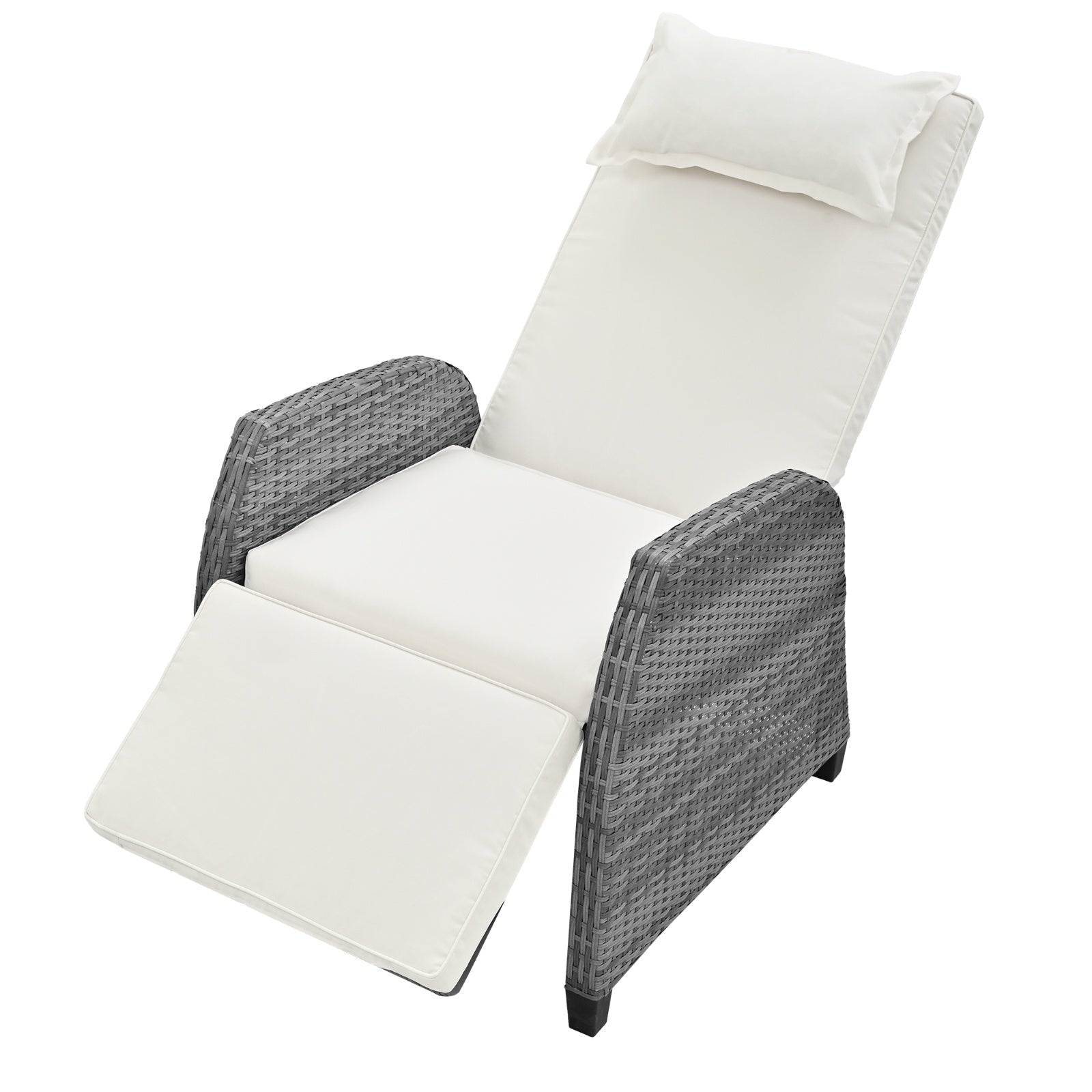 U Style Outdoor Rattan 2-Person Combo W  Coffee Table, Adjustable For Courtyard Inkedjoy