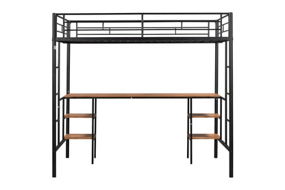 Twin-Size Loft Bed With Built-in Table & Shelves - Heavy-Duty Metal My Store