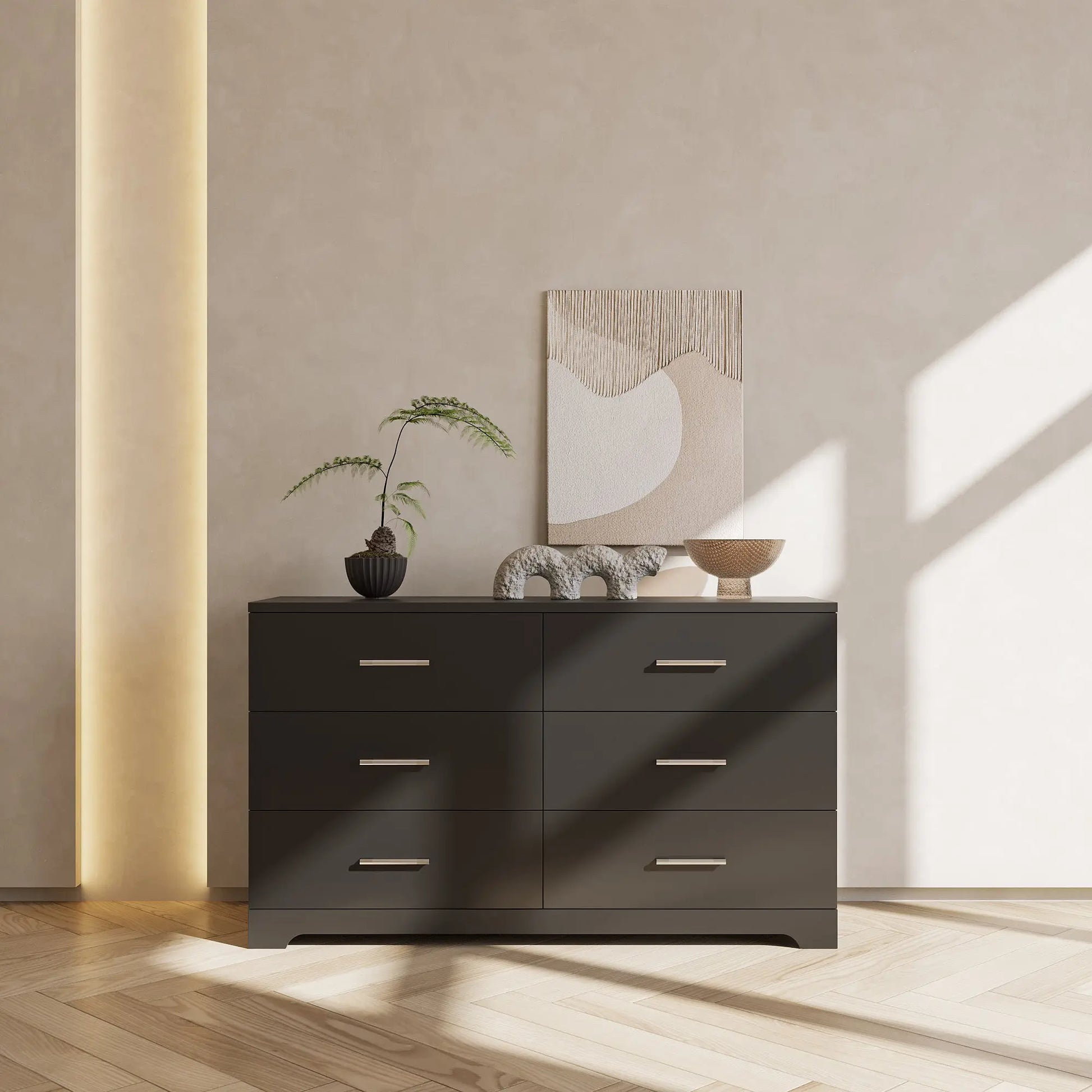 Black Particle Board With Triamcinol, Six Drawer Dresser My Store