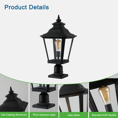 Outdoor Glass Pillar Headlights Support Many Types Of Bulbs-2 Packs My Store