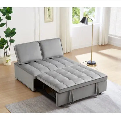 Convertible Sleeping Sofa Bed Modern With 2 Backs And Detachable Backs- Grey My Store