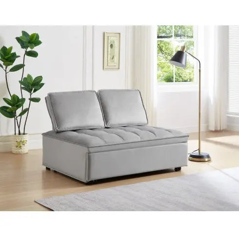 Convertible Sleeping Sofa Bed Modern With 2 Backs And Detachable Backs- Grey My Store