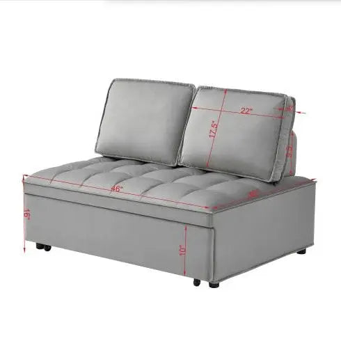 Convertible Sleeping Sofa Bed Modern With 2 Backs And Detachable Backs- Grey My Store