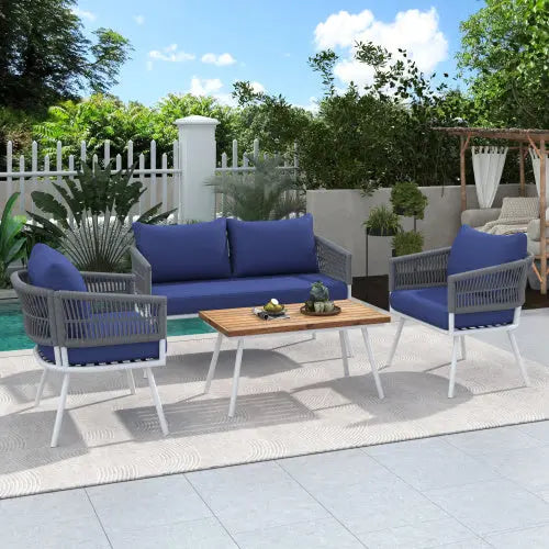 4-piece Bohemian Rope Terrace Furniture Set My Store