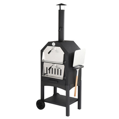 Freestanding Carbon Grill With Chimney, Wheels, Pizza Stone, And Pizza Shovel My Store