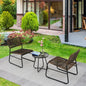 Patio Furniture Set 3 Piece Rattan Steel Frame And Modern Round Table- Brown My Store