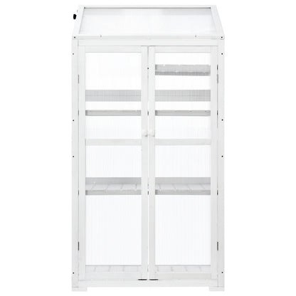 62in Wood Large Greenhouse With Wheels And Adjustable Shelf Inkedjoy