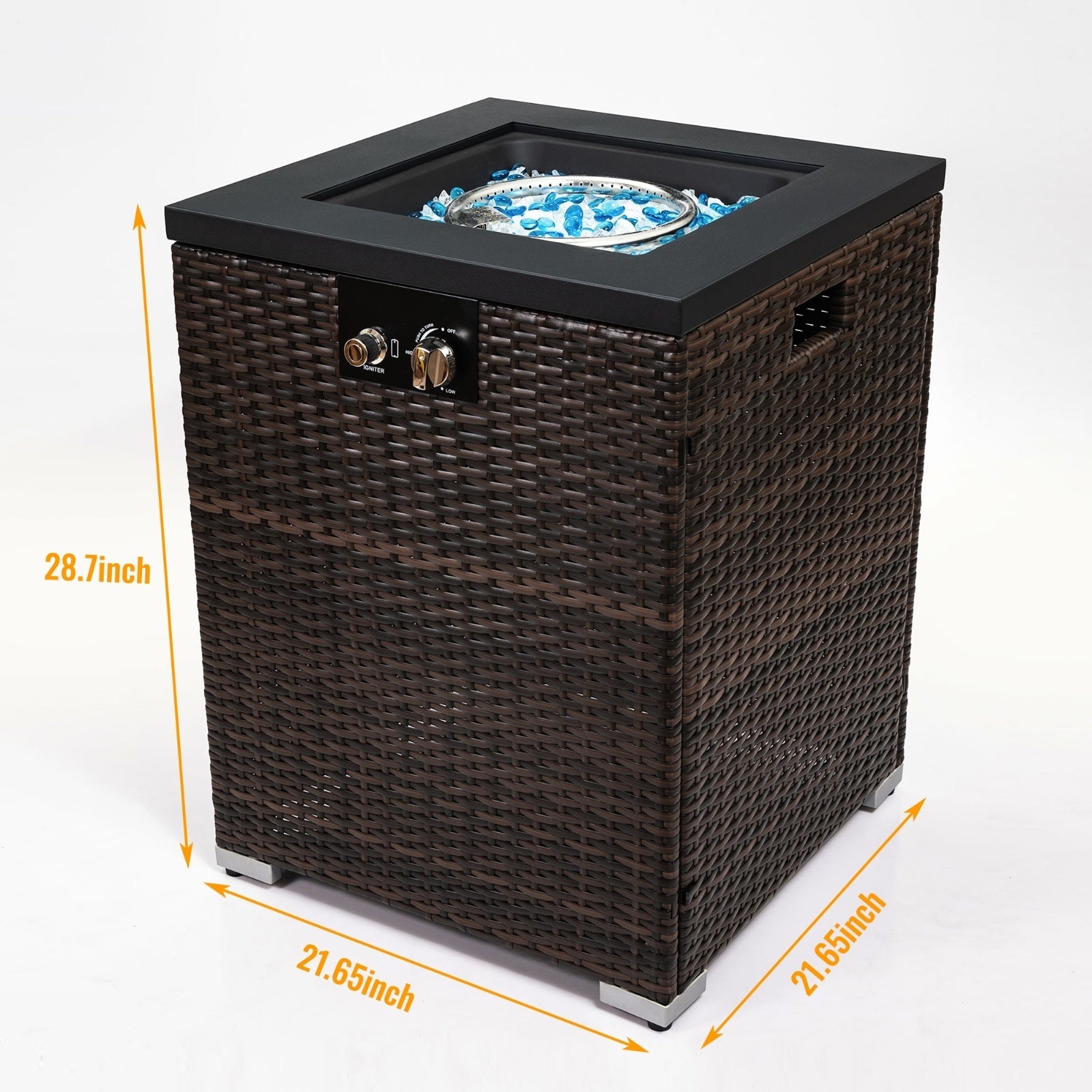 Wicker Fire Pit Column With Glass Wind Guard Inkedjoy