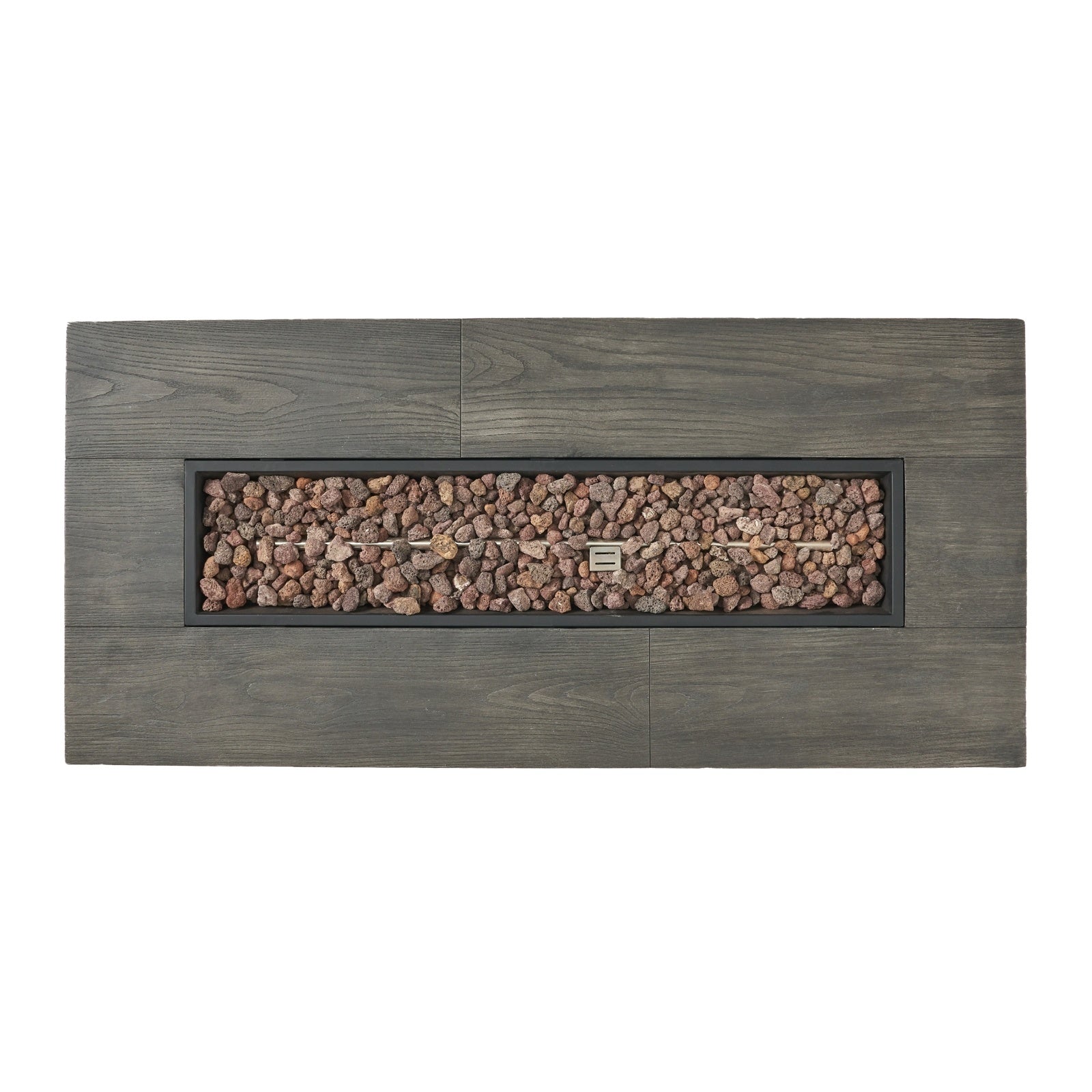 Patio Fire Pit Rectangular Wood Finish MGO Fire Table - Grey Inkedjoy