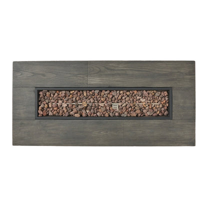 Patio Fire Pit Rectangular Wood Finish MGO Fire Table - Grey Inkedjoy