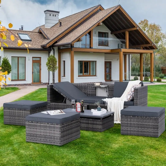 Patio Furniture, Outdoor Furniture, Seasonal PE Wicker Furniture,5 Set Wicker Furniture With Plywood My Store