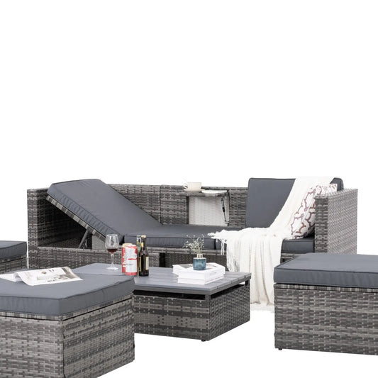 Patio Furniture, Outdoor Furniture, Seasonal PE Wicker Furniture,5 Set Wicker Furniture With Plywood My Store