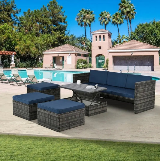 Patio Furniture, Outdoor Furniture, Seasonal PE Wicker Furniture,5 Set Wicker Furniture With Plywood My Store