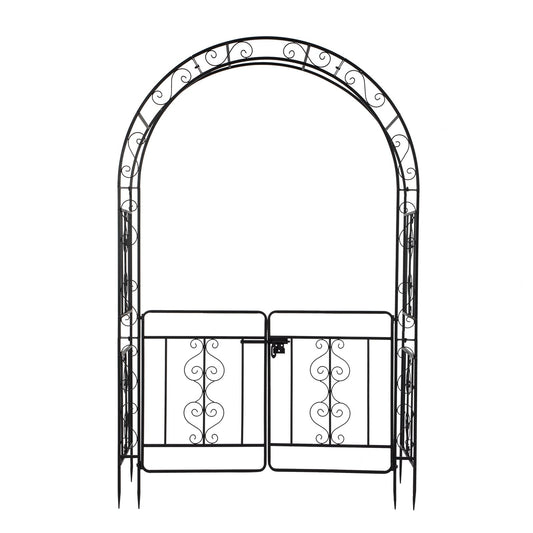 7ft, Black, Double-decked, Rounded Roof, With Door, Wrought Iron, Iron Arch, Courtyard Inkedjoy