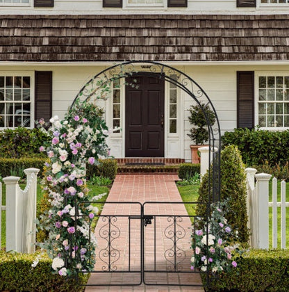 7ft, Black, Double-decked, Rounded Roof, With Door, Wrought Iron, Iron Arch, Courtyard Inkedjoy