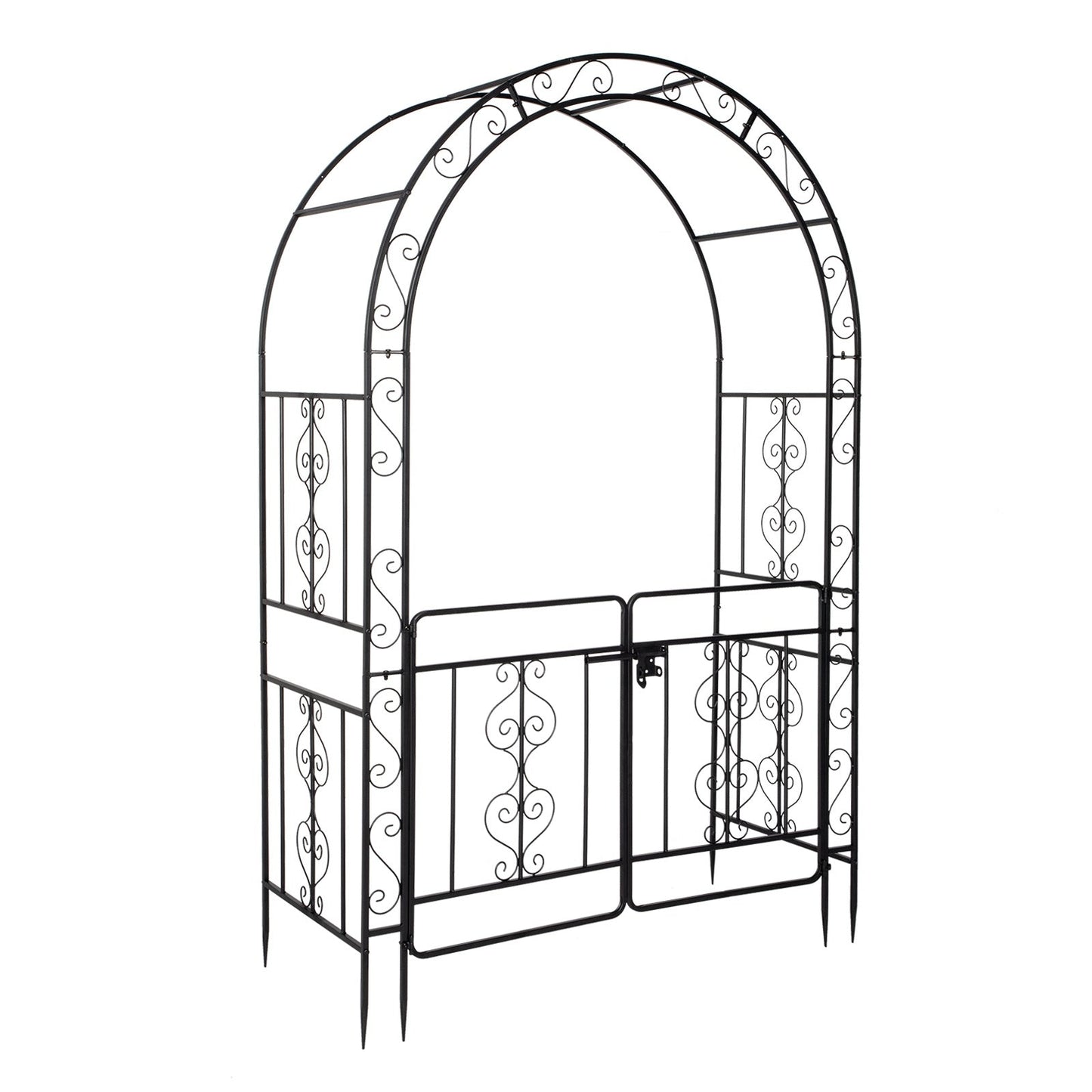 7ft, Black, Double-decked, Rounded Roof, With Door, Wrought Iron, Iron Arch, Courtyard Inkedjoy