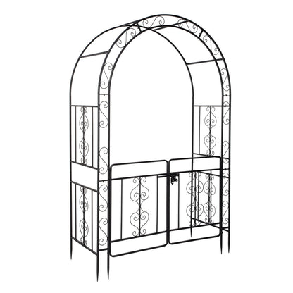 7ft, Black, Double-decked, Rounded Roof, With Door, Wrought Iron, Iron Arch, Courtyard Inkedjoy