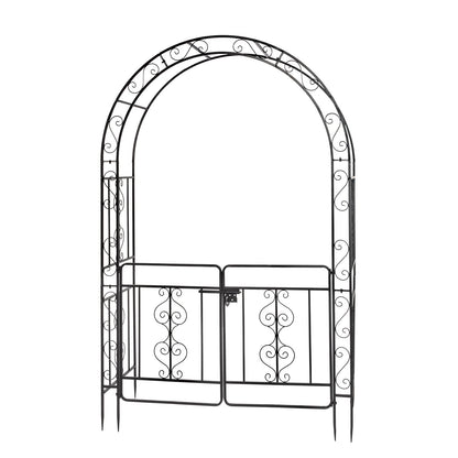 7ft, Black, Double-decked, Rounded Roof, With Door, Wrought Iron, Iron Arch, Courtyard Inkedjoy