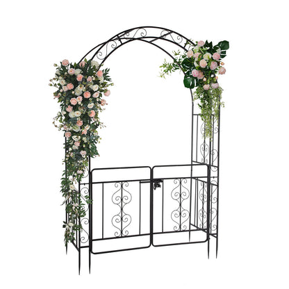 7ft, Black, Double-decked, Rounded Roof, With Door, Wrought Iron, Iron Arch, Courtyard Inkedjoy