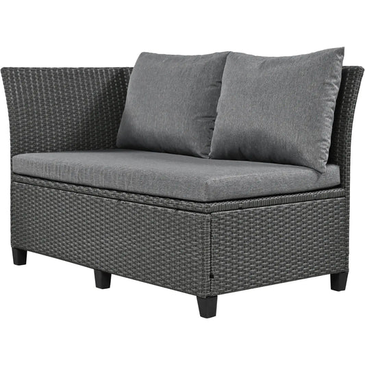 5-Pc Outdoor Patio Rattan Sofa Set, L-Shaped PE Wicker Garden Furniture My Store