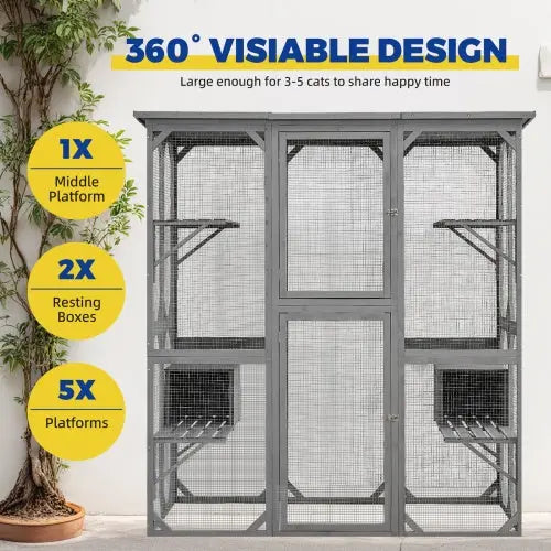 Large Cat Cage With 3 Jumping Platforms And 2 Napping Houses For Cat Activity My Store