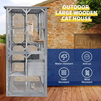 Large Cat Cage With 3 Jumping Platforms And 2 Napping Houses For Cat Activity My Store